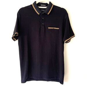 Denim & Flower Black‎ Ricky Singh Polo Shirt Short Sleeve Mens M Golf Casual